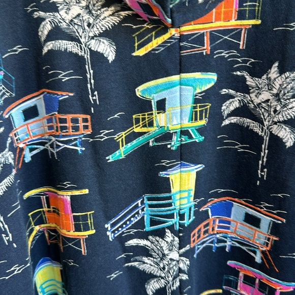 Sun Bay navy beach house colorful print zip-up hoodie/beach coverup, size 2X - Picture 7 of 10